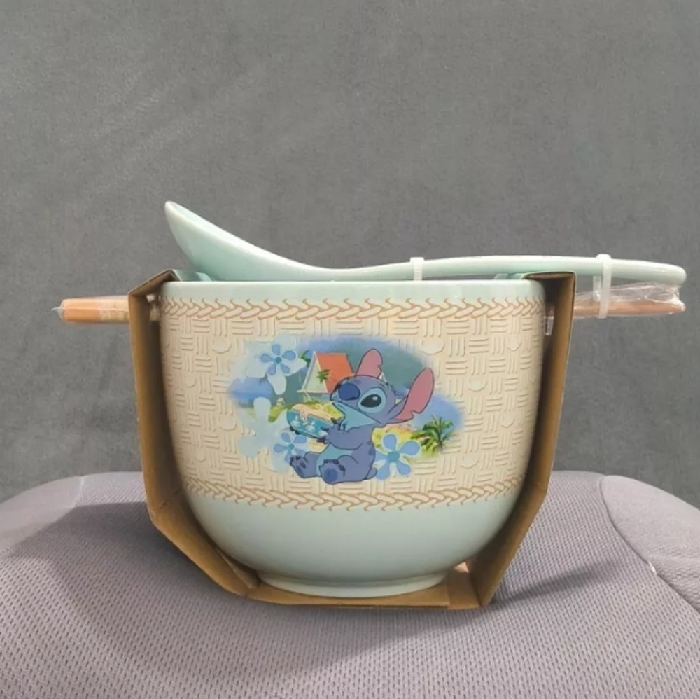Disney Lilo & Stitch Ceramic Noodle Bowl with Chopsticks